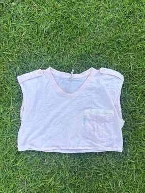 Five Four Pale Pink V-Neck Girls' Tank with Pocket